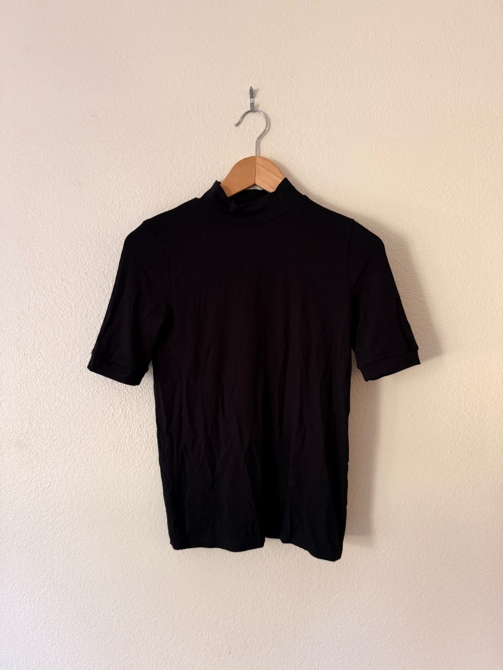 Madewell Black Short-Sleeve Mock Neck Tee